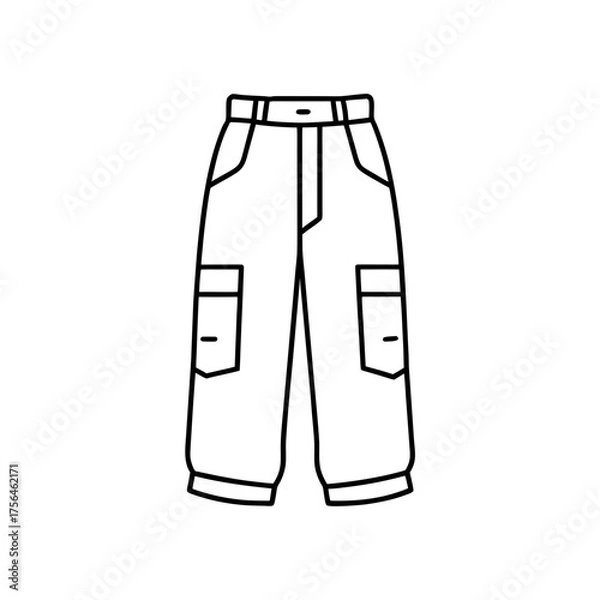 Obraz Outline of cargo pants design on transparent background