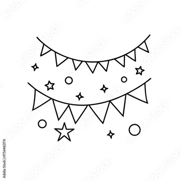 Obraz Bunting and stars decoration on transparent background