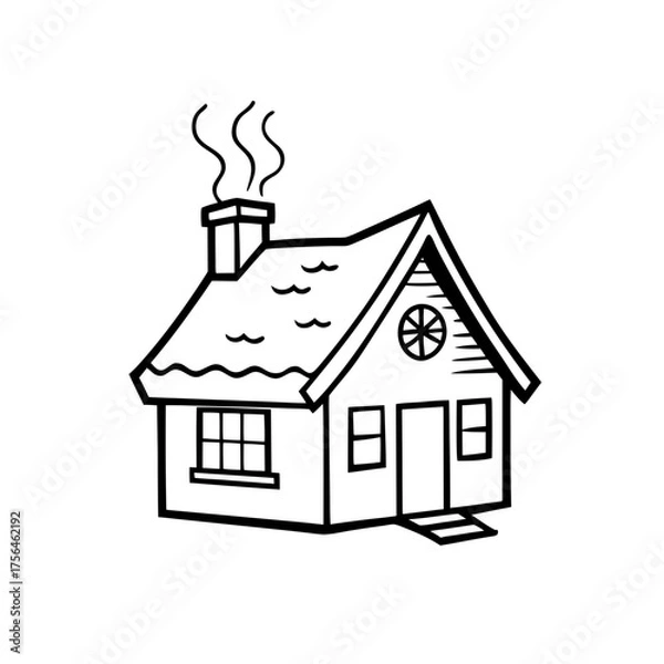 Obraz Simple outline drawing of house on transparent background