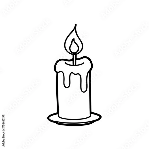 Obraz Burning candle with melting wax on transparent background