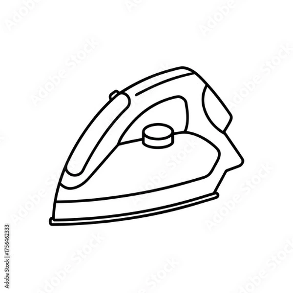 Obraz Outline drawing of an iron tool on transparent background
