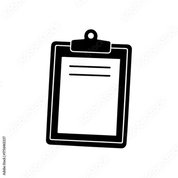 Fototapeta Scalable vector illustration of a clipboard with paper silhouette icon for document management and business