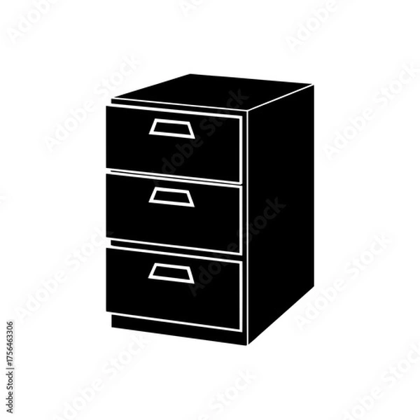 Fototapeta Silhouette of a file cabinet vector graphic scalable icon for office and storage concepts
