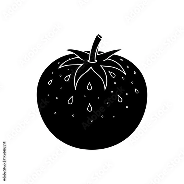 Fototapeta Fresh ripe tomato with dew drops vector illustration healthy food icon scalable graphic