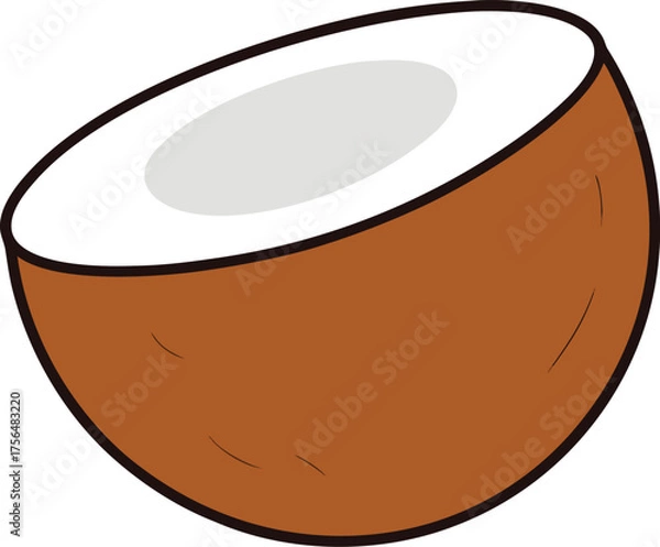 Fototapeta Coconut half vector isolated on transparent background