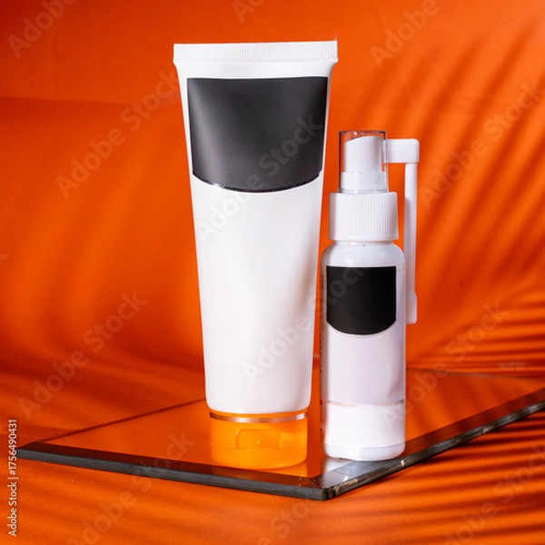 Obraz A beautiful still life composition featuring cosmetic products setting with a  background
