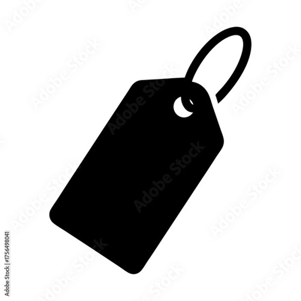 Fototapeta Simple Black Price Tag Vector Icon for Retail and Product Identification