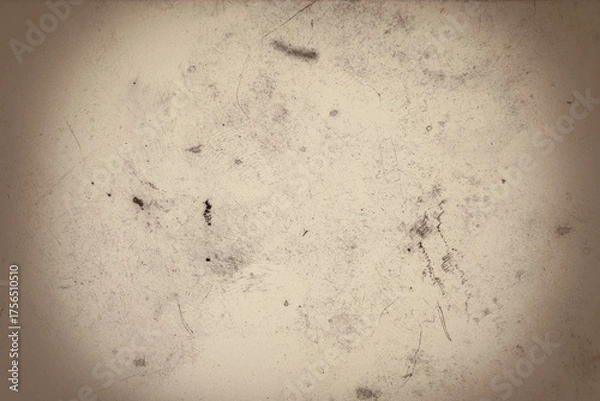 Fototapeta Vintage sepia photo color simulation vignette template with strong dust, film grain and scratches with semi-transparent bacground. Can be put any image for creating aged retro sepia looking.