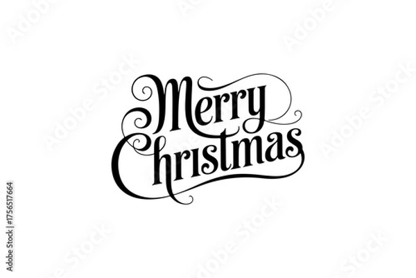 Fototapeta Merry Christmas Festive Typography on Transparent Background