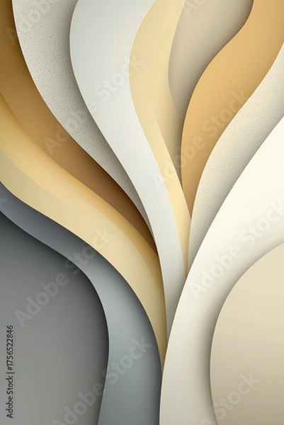 Fototapeta Abstract paper cut flowing wave layers background