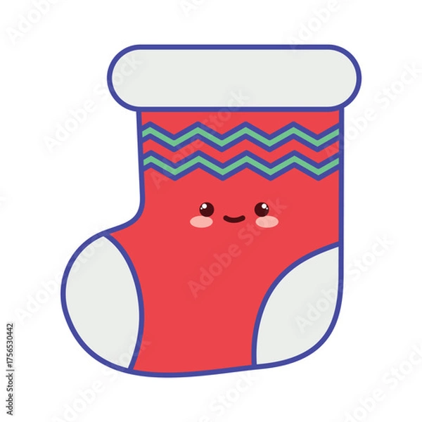 Fototapeta Cute Kawaii Christmas Stocking Vector