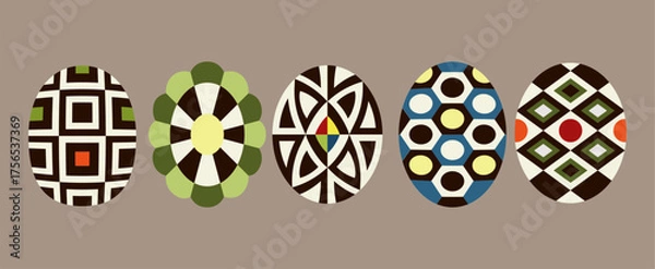 Fototapeta Colorful easter egg flat design vector illustration set