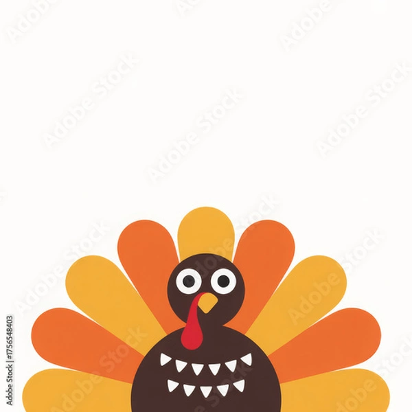 Fototapeta Cartoon turkey illustration flat vector design for Thanksgiving isolated on white background