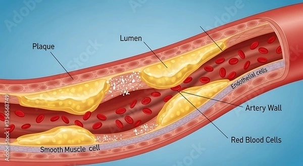 Fototapeta Arterial Plaque Buildup - A Visual Representation of Atherosclerosis.