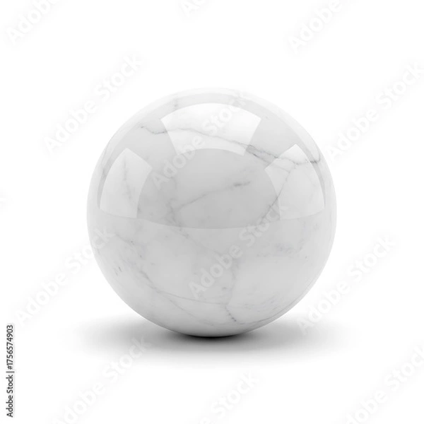 Fototapeta White Marble Sphere - A Study in Texture and Light.