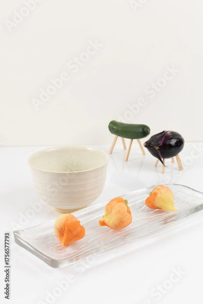 Fototapeta 茶道（鬼灯のイメージの上生菓子）