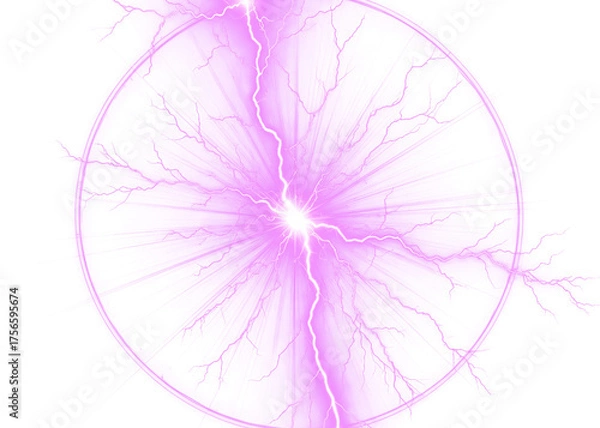Fototapeta Explosive Burst of Electric Plasma Energy Force Unleashed Isolated on a transparent background