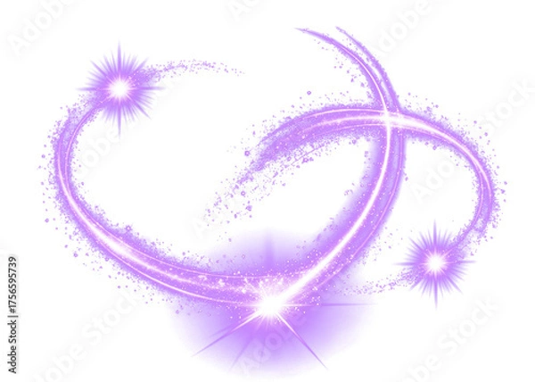 Fototapeta Abstract Swirling Cosmic Nebula With Glowing Stars and Streaks of Light Isolated on a transparent background