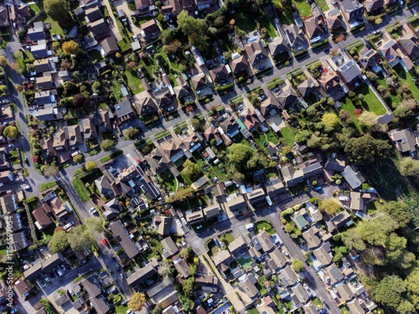 Fototapeta Typical residential area of ​​England view from above