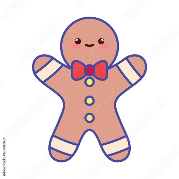 Obraz Cute Kawaii Gingerbread Man Vector