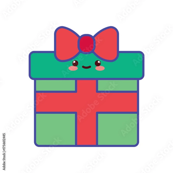 Obraz Cute Kawaii Christmas Gift Vector