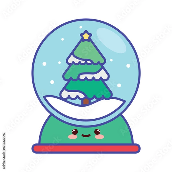 Obraz Cute Kawaii Snow Globe Tree