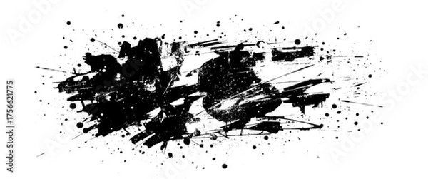 Obraz Vector Abstract Grunge Black Brush Strokes with Paint Splashes	
