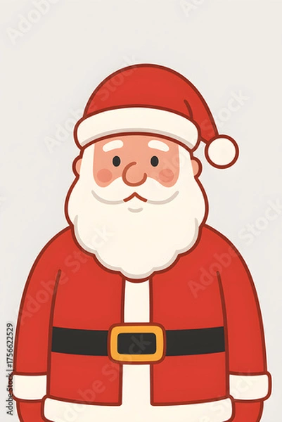 Fototapeta Image of Santa Claus icon wearing red and white clothes with plain white and gray background, portrait size