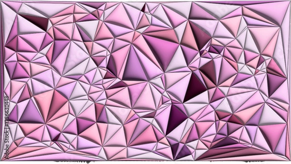Fototapeta メタリックな光沢のあるピンクの三角形が連なる抽象背景 | Abstract Pink Polygon Background with Metallic Gloss