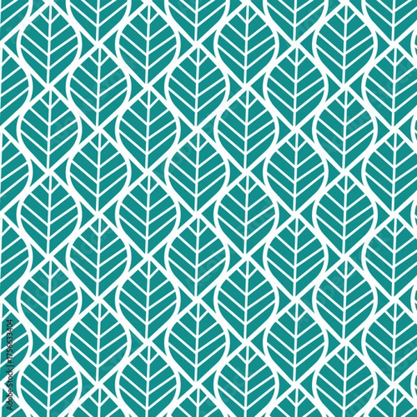 Fototapeta Vector illustration of leaves seamless pattern. Floral organic background. Hand drawn leaf texture.
