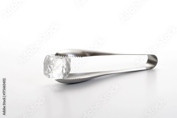 Fototapeta Ice cube tongs holding an ice cube