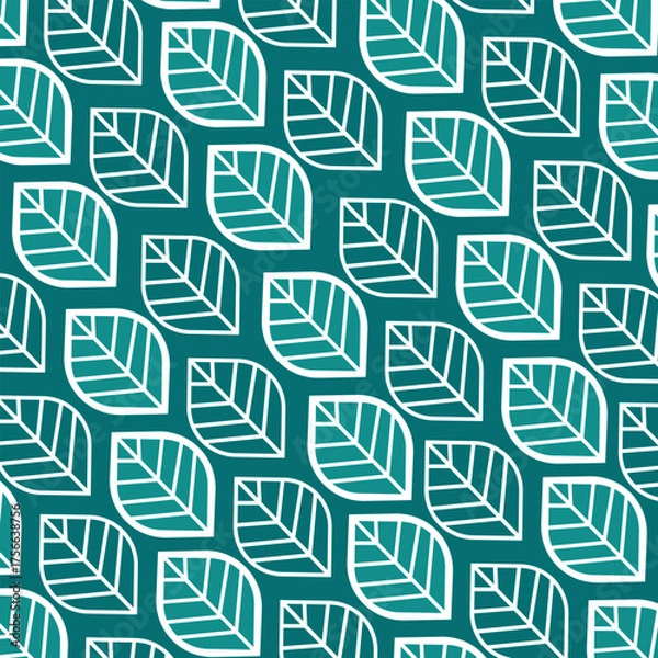 Fototapeta Vector geometric seamless pattern. Modern stylish floral background with leaves