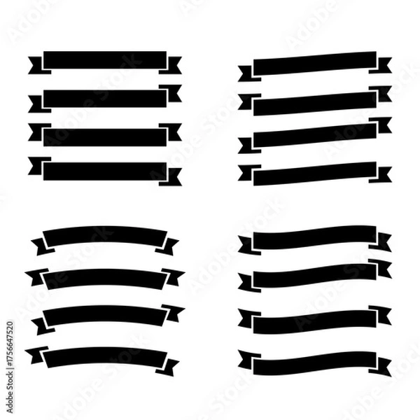 Obraz Ribbon banner set. Ribbons collection. Black ribbons. Vector ribbon
