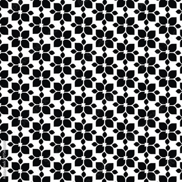 Fototapeta White background with black pattern. Seamless texture for fashion, textile design, on wall paper, wrapping paper, fabrics and home decor. Simple repeat pattern.