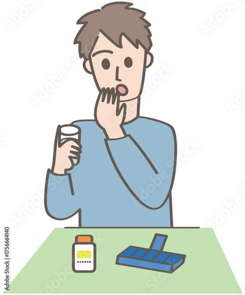 Obraz サプリメントを飲む人