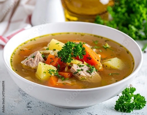 Obraz Hearty vegetable soup in a bowl