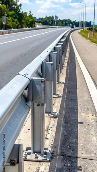 Obraz Highway guardrail on a sunny day