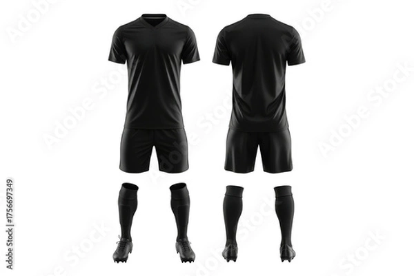 Fototapeta Black soccer uniform isolated on transparent background