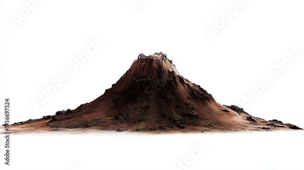 Fototapeta Dormant volcano cone structure on white background