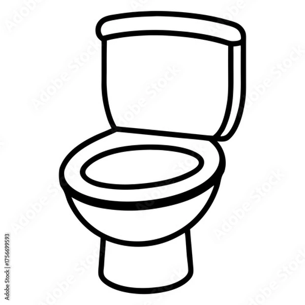 Fototapeta Outline drawing of a standard toilet bowl on transparent background silhouette