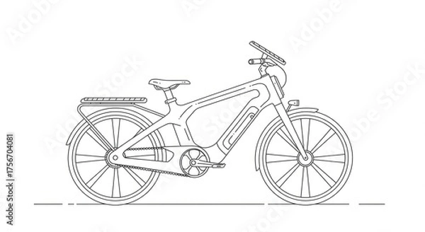 Obraz Sleek modern electric bicycle outline design perfect for urban commuting and eco-friendly travel concepts, showcasing innovative transport solutions