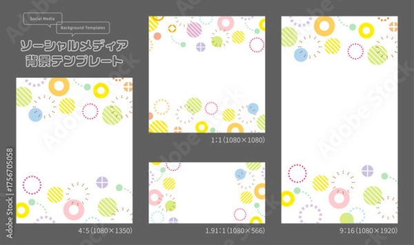 Obraz ポップな円形抽象素材のソーシャルメディア背景テンプレート