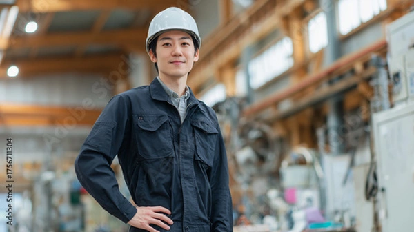 Obraz 工場で働く人のポートレート風