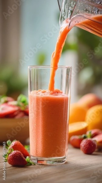 Obraz A glass of orange juice being poured into a glass