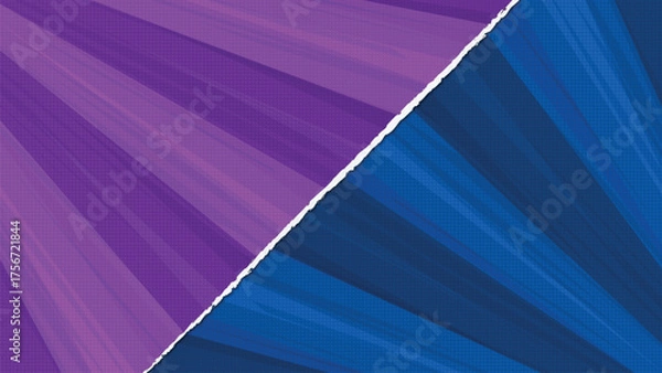 Obraz Split Purple and Blue Comic Halftone Background with Torn Paper Effect