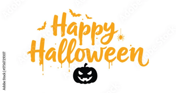 Fototapeta Happy Halloween! Fun holiday brush lettering for banners, posters, greeting cards, and party invites. It's all hand-drawn and simple. Check out the vector calligraphy!