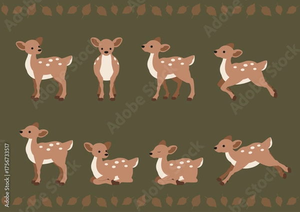 Obraz 森の仲間たち/小鹿の色々なポーズセット	