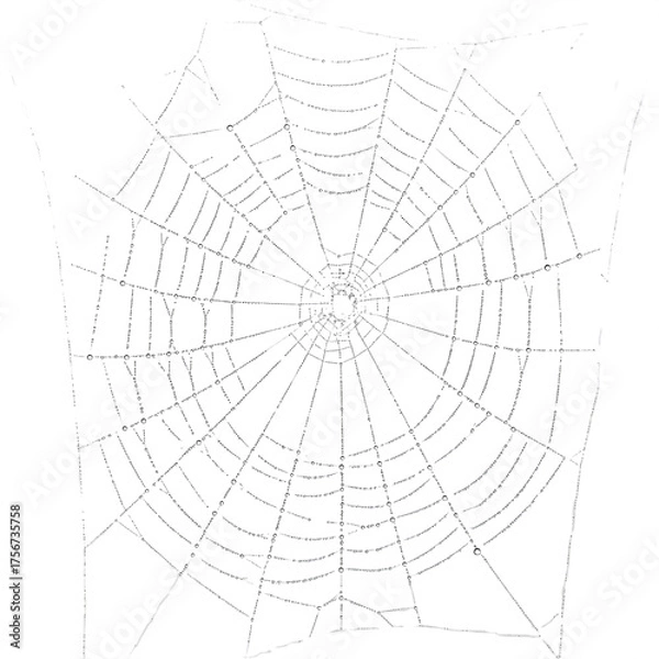 Fototapeta spiderweb, delicate detailed web with fine silk strands glistening in light, realistic artistic illustration symbolizing connection and nature’s geometry