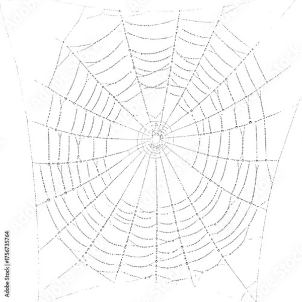 Fototapeta spiderweb, delicate detailed web with fine silk strands glistening in light, realistic artistic illustration symbolizing connection and nature’s geometry