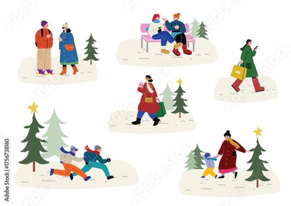 Obraz 冬の外出する人々